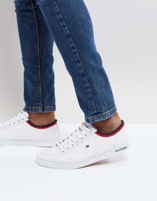 Tommy Hilfiger Core Corporate Canvas Sneakers in White | ASOS