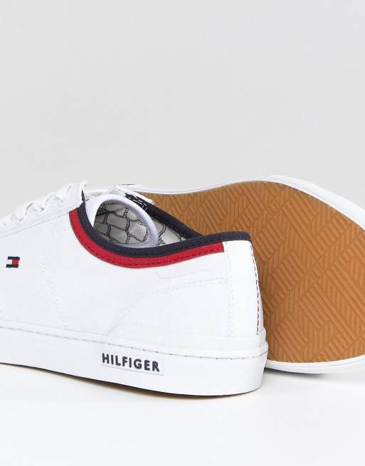 Tommy hilfiger core corporate canvas trainers store in white