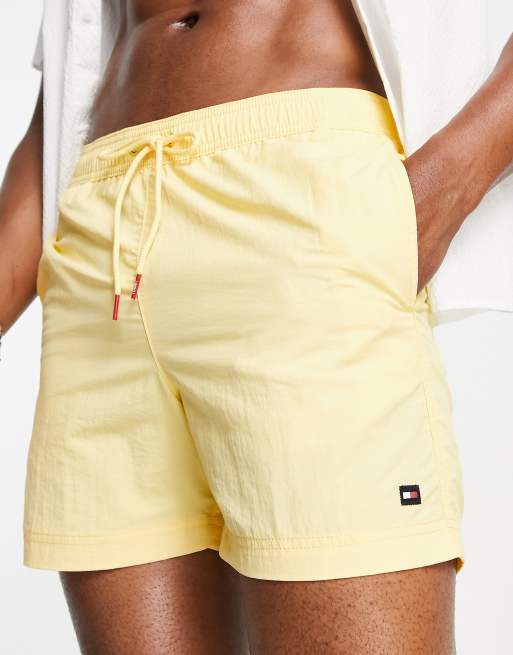 Tommy Hilfiger core flag logo nylon swim shorts in yellow, 4 of 4