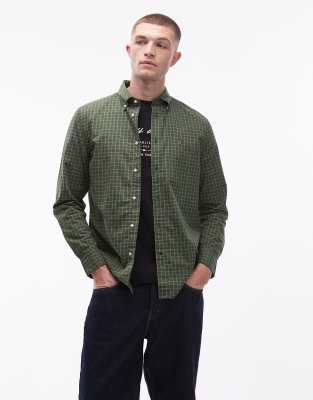 Tommy Hilfiger core small check poplin shirt in green