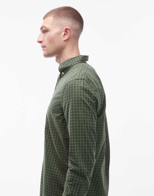 Tommy Hilfiger core small check poplin shirt in green, 5 of 5