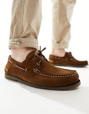 Shop Tommy Hilfiger Core Suede Boat Shoes In Brown