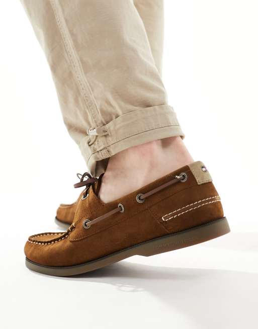 Tommy Hilfiger core suede boat shoes in brown ASOS