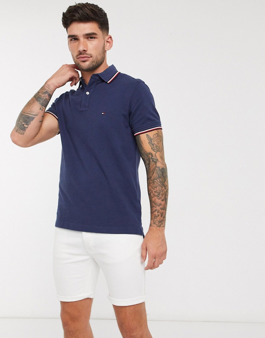 Tommy Hilfiger core tipped slim fit polo shirt-Blue