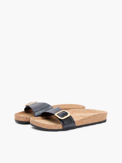 Tommy Hilfiger Cork footbed slip-on sandals in black, 2 of 6