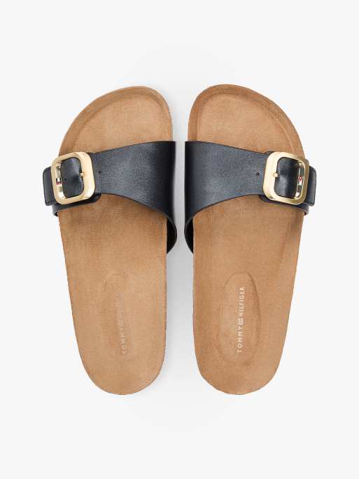 Tommy Hilfiger Cork footbed slip-on sandals in black, 4 of 6
