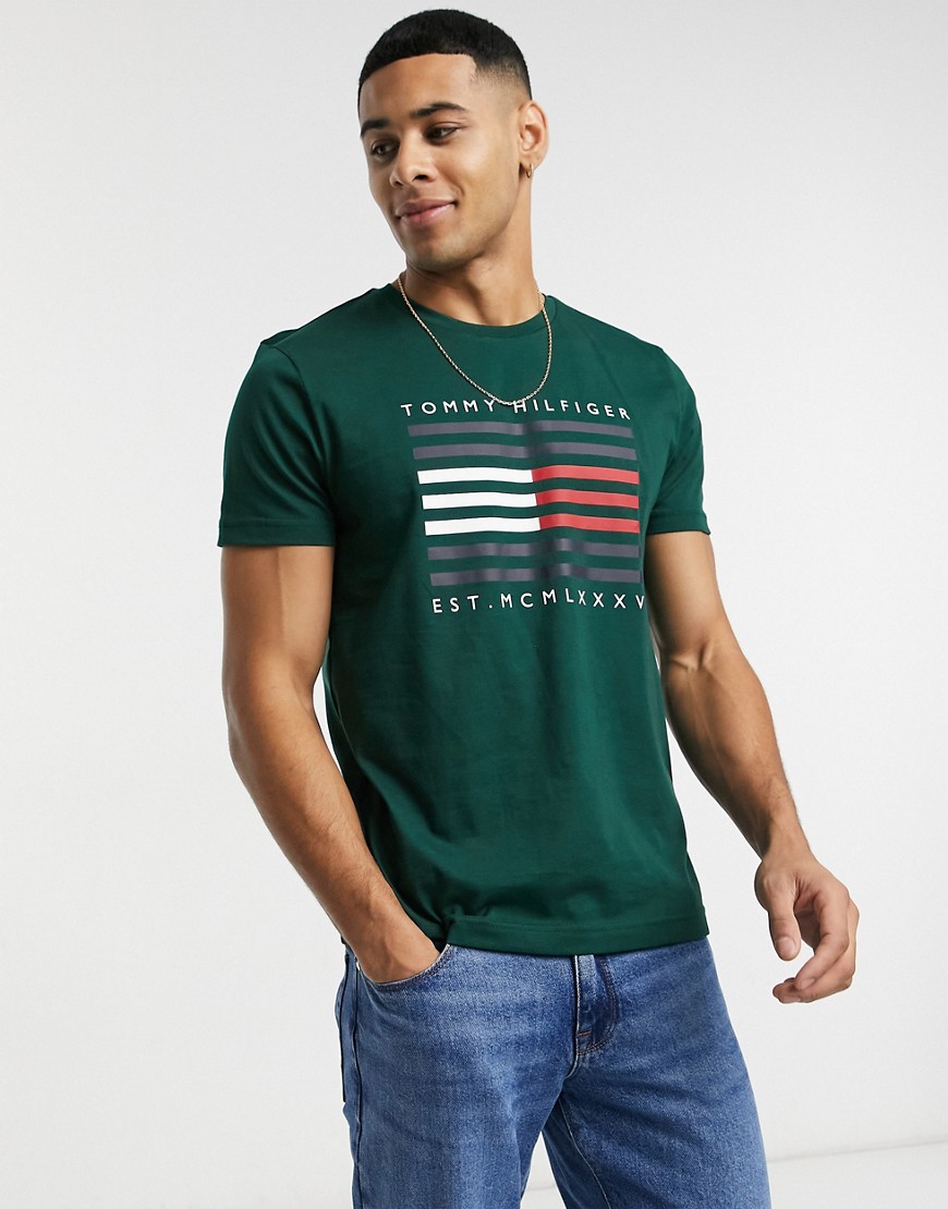 Tommy Hilfiger corp flag lines logo t-shirt in green