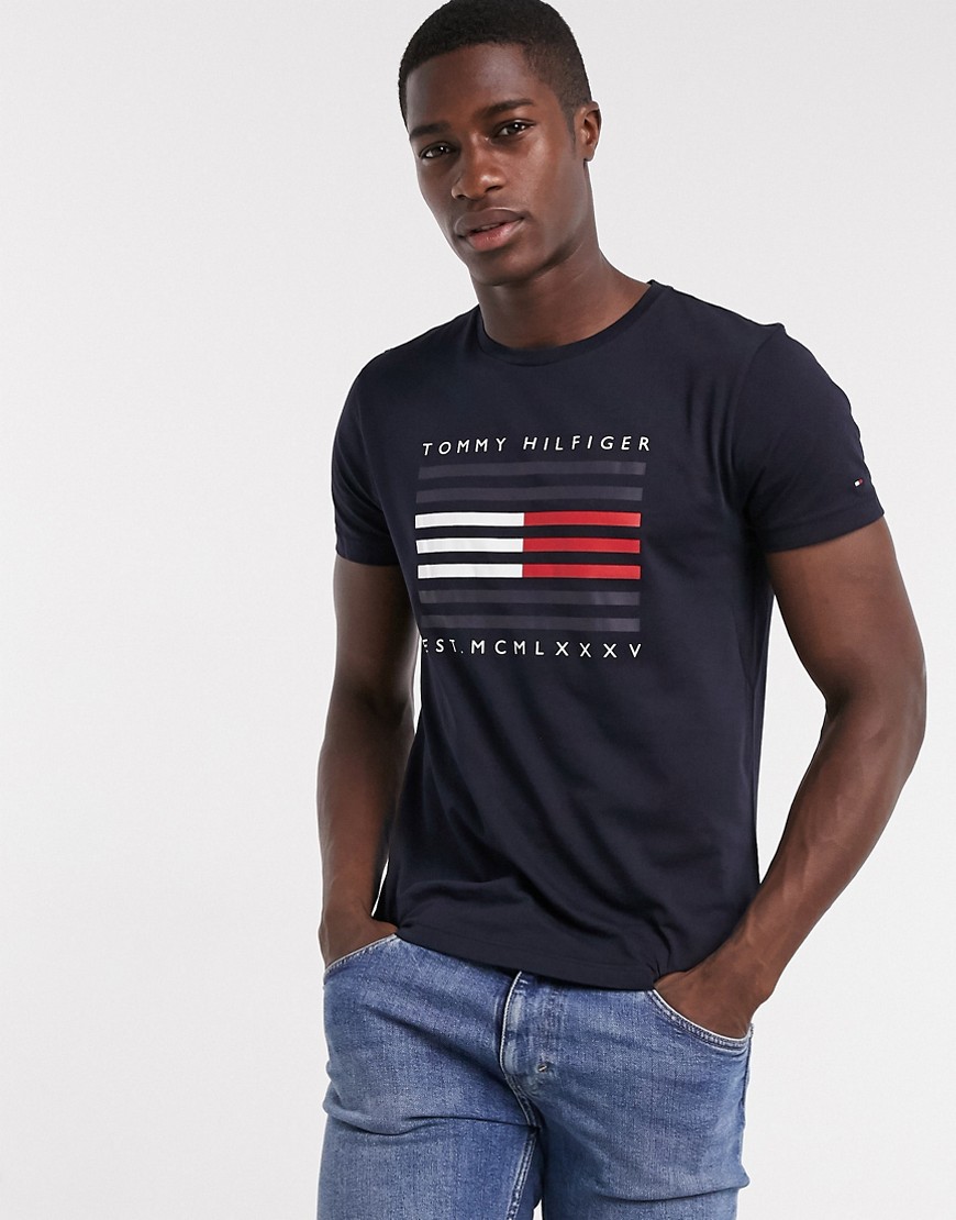 Tommy Hilfiger corp flag lines logo t-shirt in navy