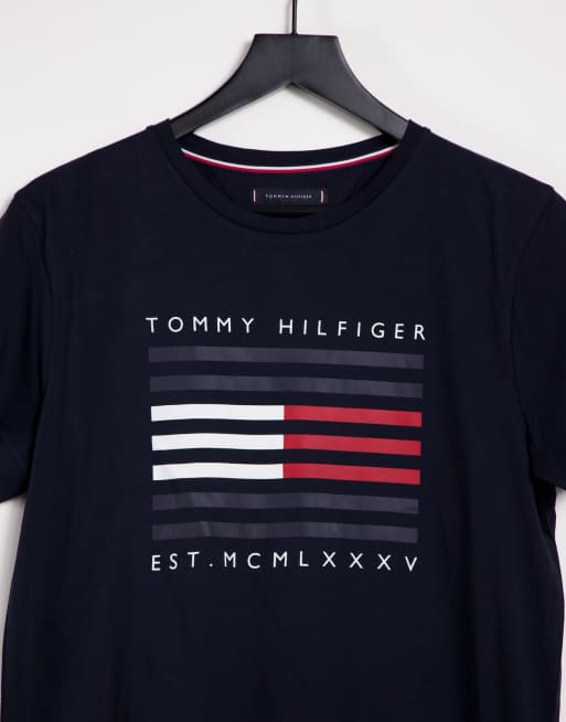 Tommy Hilfiger corp flag lines logo t shirt in navy