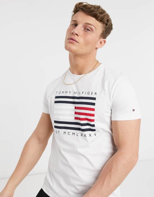 Tommy Hilfiger corp flag lines logo t shirt in white