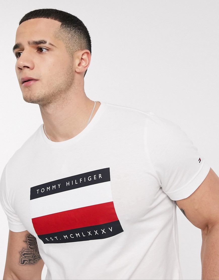 Tommy Hilfiger corp icon stripe box print t-shirt in white