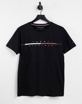 Tommy Hilfiger corp split logo t-shirt in black - ASOS Price Checker
