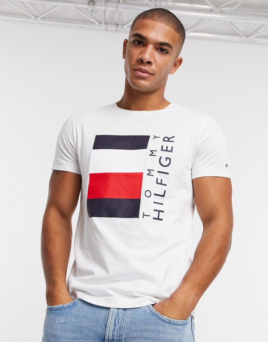Tommy Hilfiger corp stripe box logo t-shirt in white