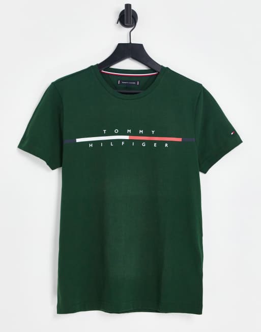 Tommy Hilfiger - Corp - T-shirt corta kaki con logo diviso