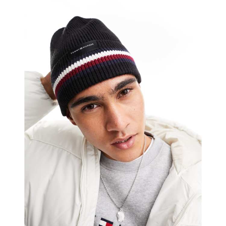 Black tommy hilfiger beanie hotsell