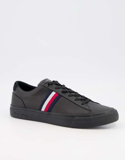 Tommy Hilfiger – Corporate – Czarne skórzane buty sportowe z logo z boku