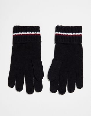 Tommy Hilfiger Corporate Knit Gloves In Black