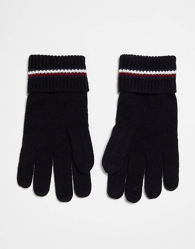 Tommy Hilfiger - corporate knit gloves in black