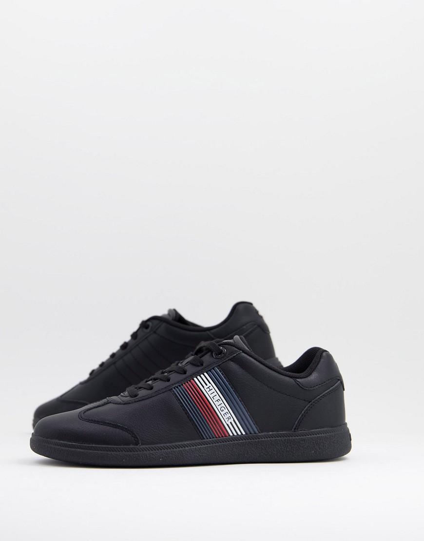 Tommy Hilfiger corporate leather cupsole with side flag logo in black