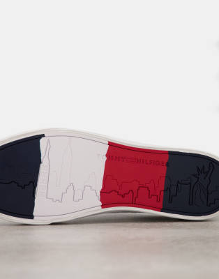 tommy hilfiger white corporate leather trainers