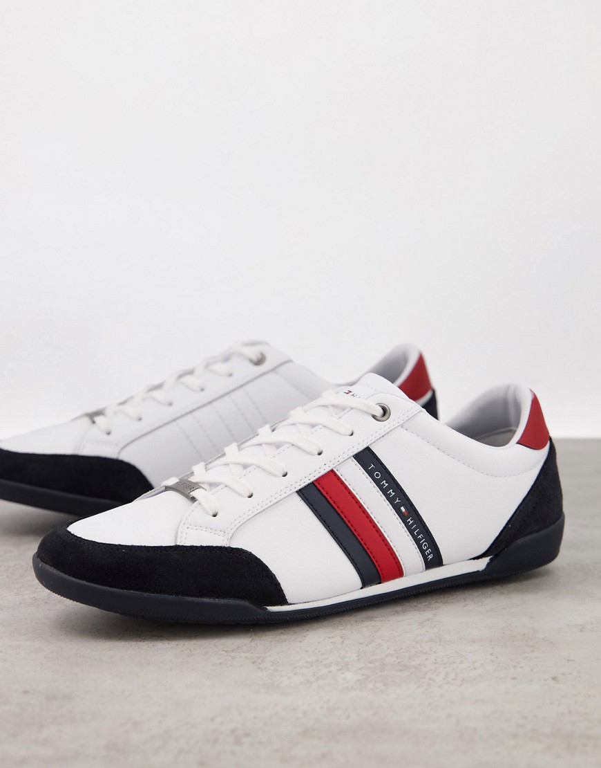 Tommy Hilfiger corporate material mix cupsole trainers in white