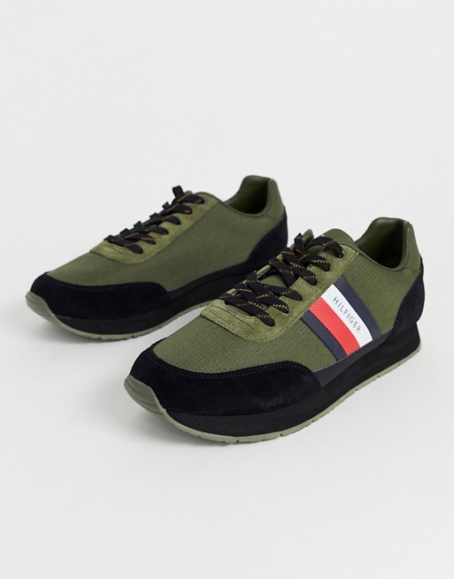 Tommy Hilfiger corporate mix flag runner in khaki