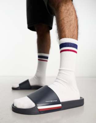 Tommy Hilfiger corporate pool sliders in desert sky