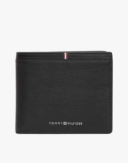 Tommy Hilfiger - Corporate - Portefeuille en cuir à deux volets avec logo - Noir