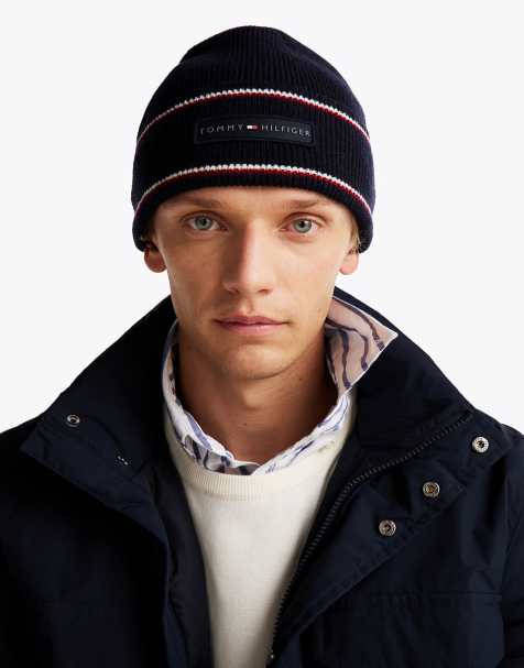 Tommy Hilfiger – Corporate – Strickmütze in Marineblau mit hohem Wollanteil und Logo - view 1