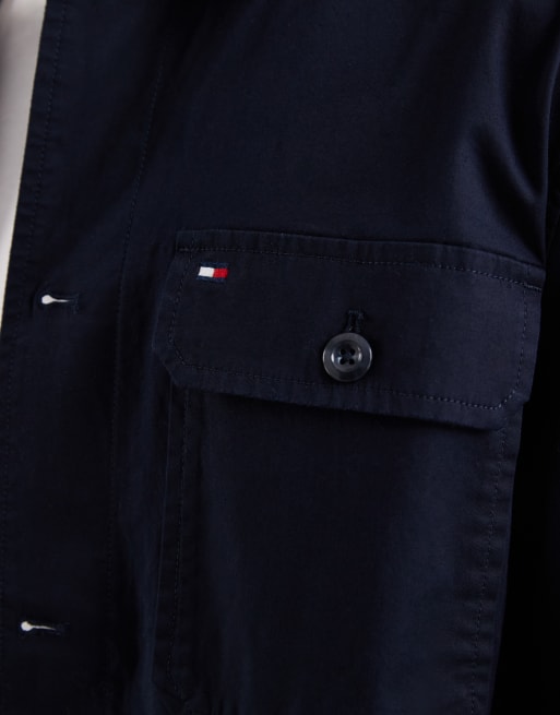 Tommy Hilfiger cotton blend camp collar jacket in navy, 3 of 5