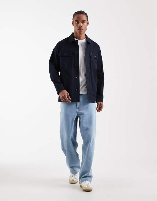 Tommy Hilfiger cotton blend revere collar jacket in navy, 2 of 5