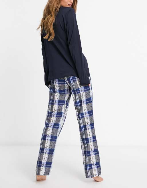 Billy ged Alaska Intensiv Tommy Hilfiger cotton check long pajama set in navy | ASOS