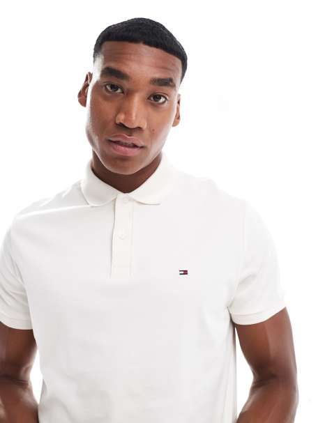Tommy Hilfiger cotton essential polo shirt in ivory - view 1