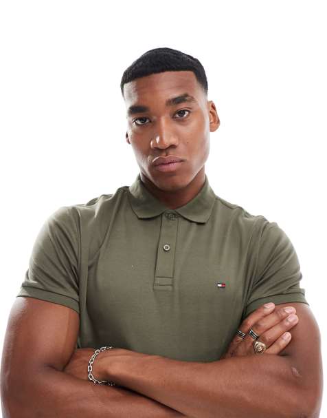 Tommy Hilfiger cotton essential polo shirt in khaki green - view 1