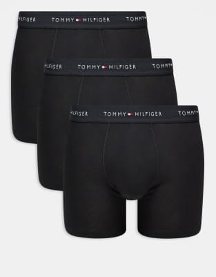 Tommy Hilfiger Cotton Essentials 3 Pack Boxer Briefs In Black