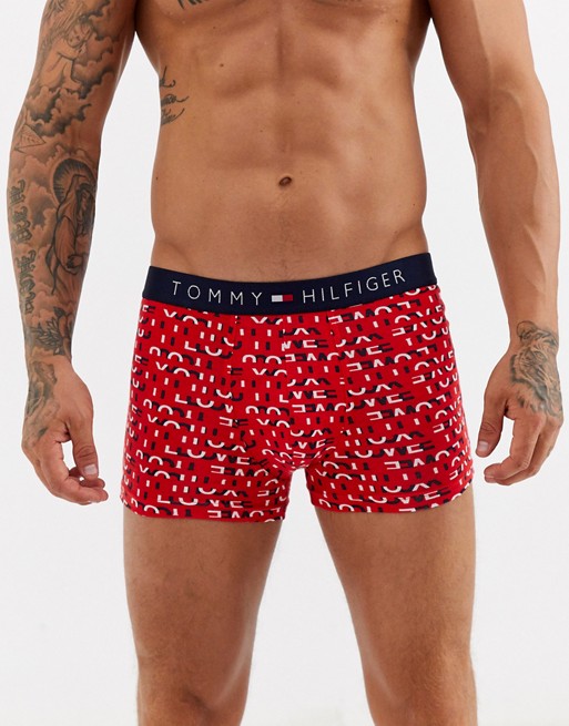 Tommy Hilfiger Cotton Icon Trunk With Micro Love Print in Red