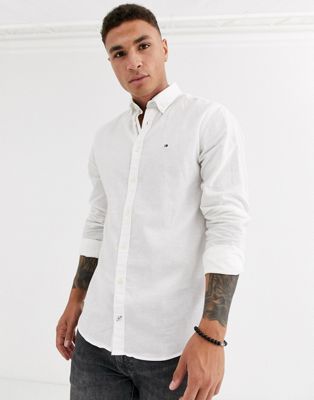 tommy hilfiger white linen shirt