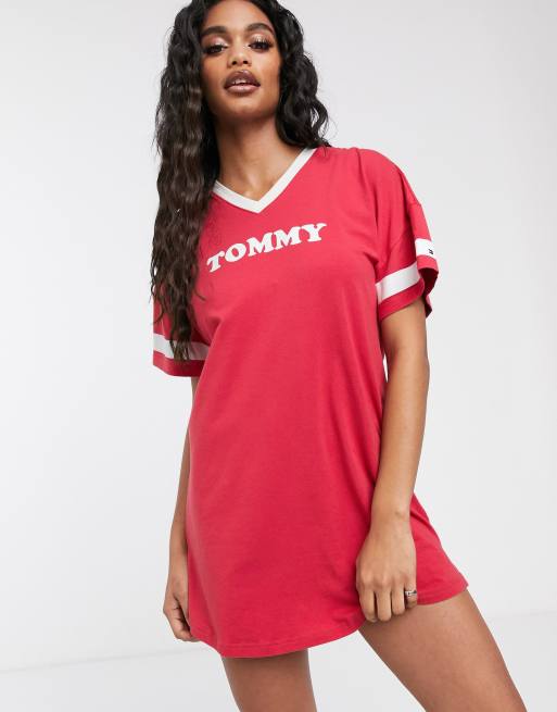 Tommy Hilfiger Cotton Short Sleeve Nightdress In Red Asos 0244