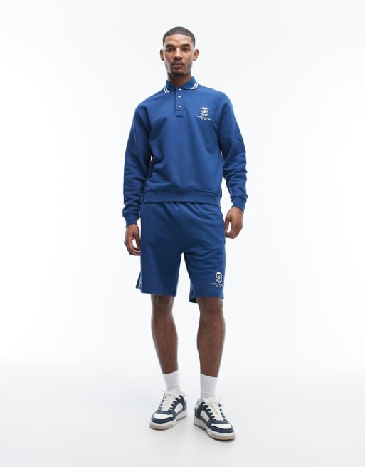 Tommy Hilfiger country club crest sweat shorts in blue, 3 of 5