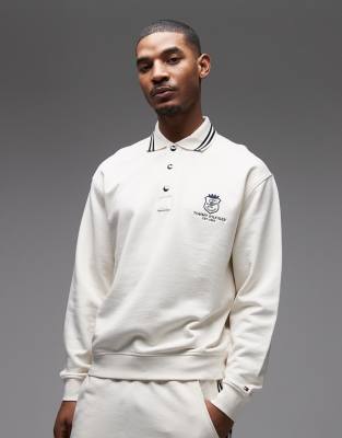Tommy Hilfiger country club rugby shirt in cream-White