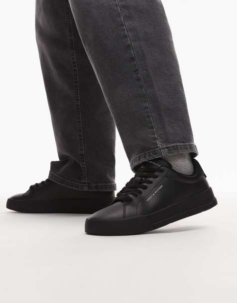 Tommy Hilfiger – Court Essential – Czarne skórzane buty sportowe - view 1