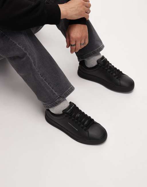 Tommy Hilfiger – Court Essential – Czarne skórzane buty sportowe, 4 z 5