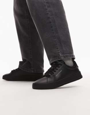 Tommy Hilfiger Court Leather Essential Sneakers In Black