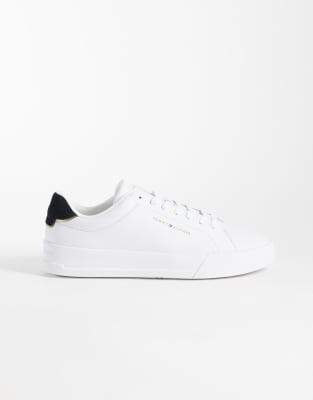 Tommy Hilfiger Court Real Premium Leather Sneakers In Multi