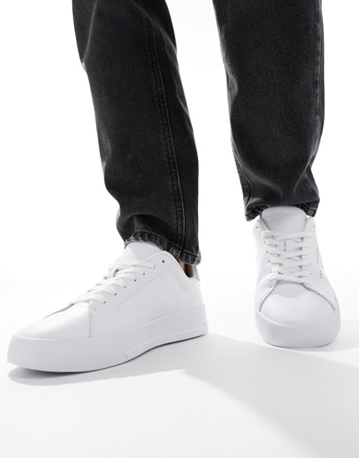 tommy Combi Hilfiger – Court-Sneaker aus Leder in Weiß/Weiß