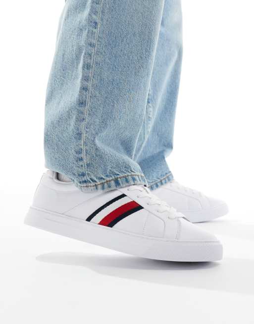 Tommy Hilfiger Court Sneaker in WeiB mit Streifen ASOS