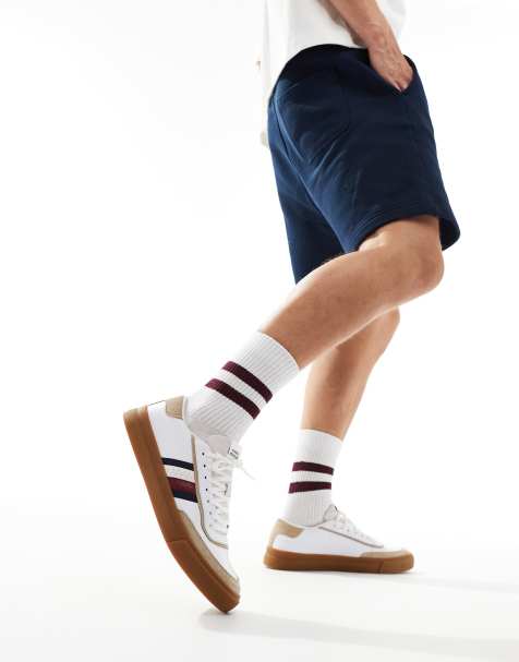 Tommy Hilfiger Court sneakers in white and beige with gum sole - view 1