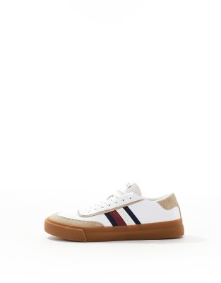 Tommy Hilfiger Signature Stripe Leather Sneaker In White