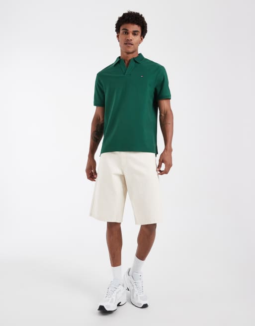 Tommy Hilfiger - Crêpe poloshirt met V-hals in groen, 2 van 5