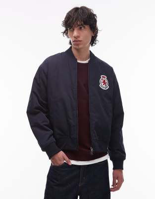 Tommy Hilfiger Crest Bomber Jacket In Blue